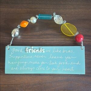 Good Friends Sign Red and Yellow Art & Decals Wall Decor with Beaded Accents